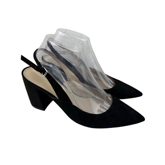 *Marc Fisher Majer Heels Womens Size 8 Black Leather Slingback Acadamia Career - Picture 1 of 13